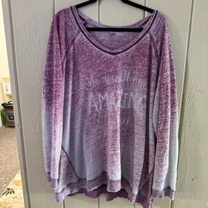 Avenue Plus Size 22/24 Distressed Sweatshirt Crew Neck Top